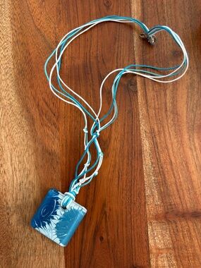 Blue and White Glass Pendant Necklace
